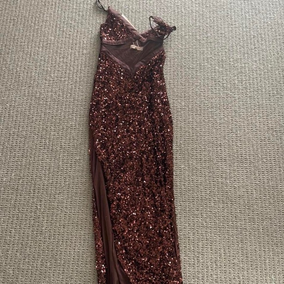 Meshki Dresses Meshki Amirah Cut Out Sequin Maxi Dress In Chocolate
